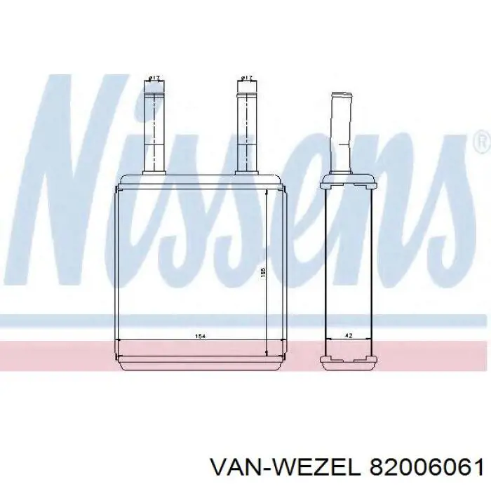 Радіатор пічки 82006061 VAN Wezel