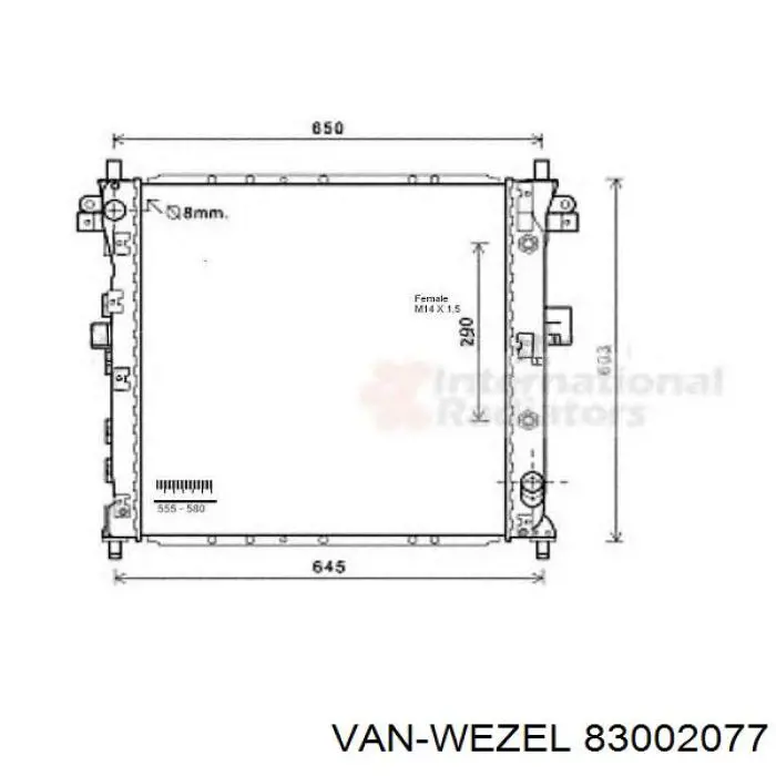 Радіатор основний VAN Wezel 83002077 ціна, від 92.28 USD