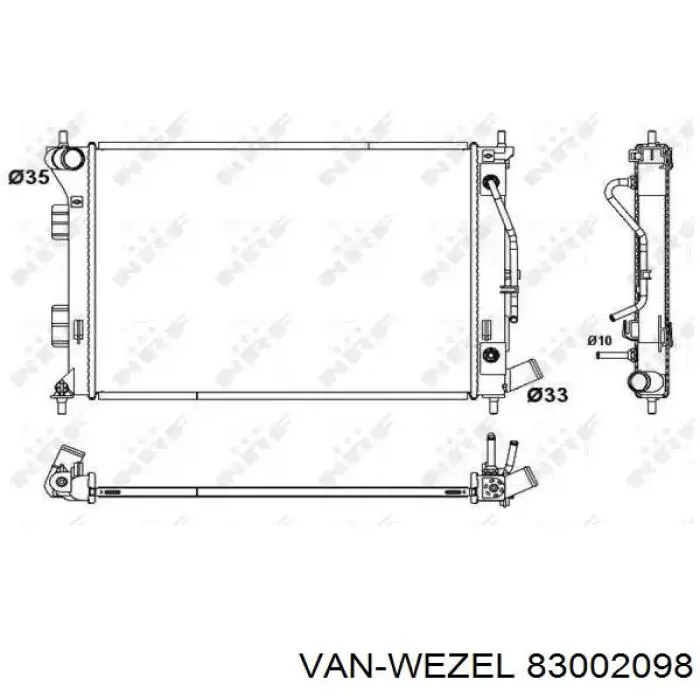 Купити 83002098 VAN Wezel Радіатор двигуна