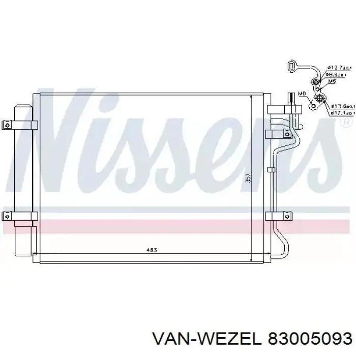 Конденсатор кондиціонера VAN Wezel 83005093 ціна, від 63.47 USD