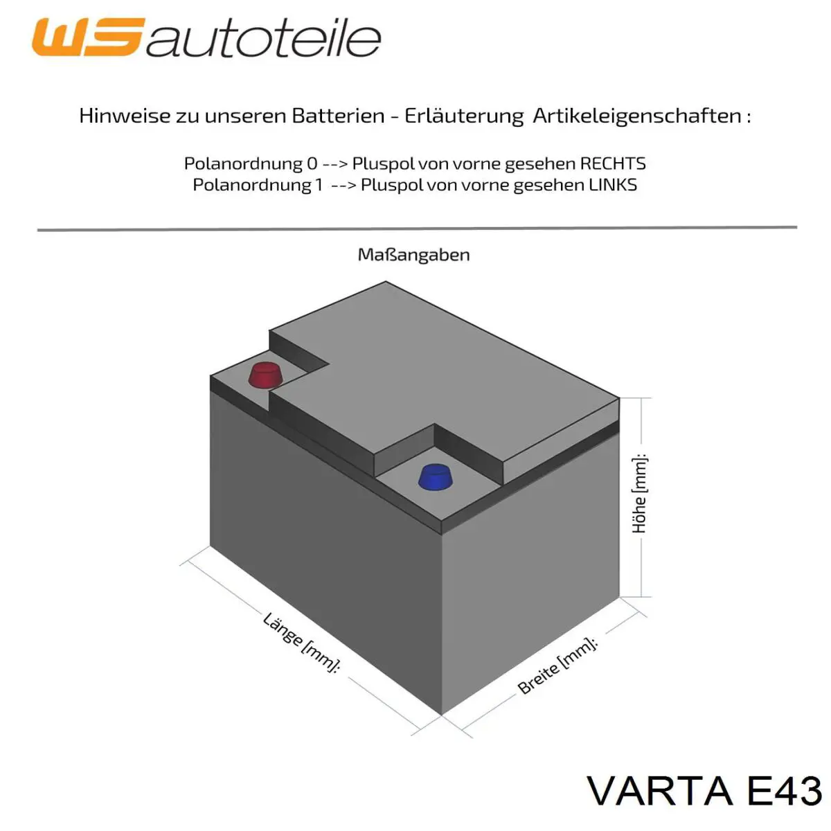 Акумуляторна батарея, АКБ E43 Varta