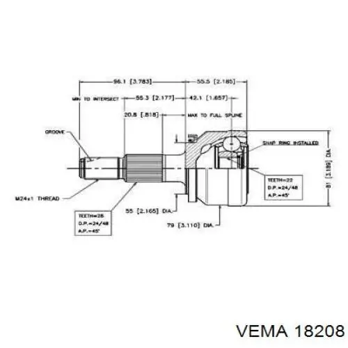 Купити 20025 GKN-Spidan Шарнір приводу зовнішній