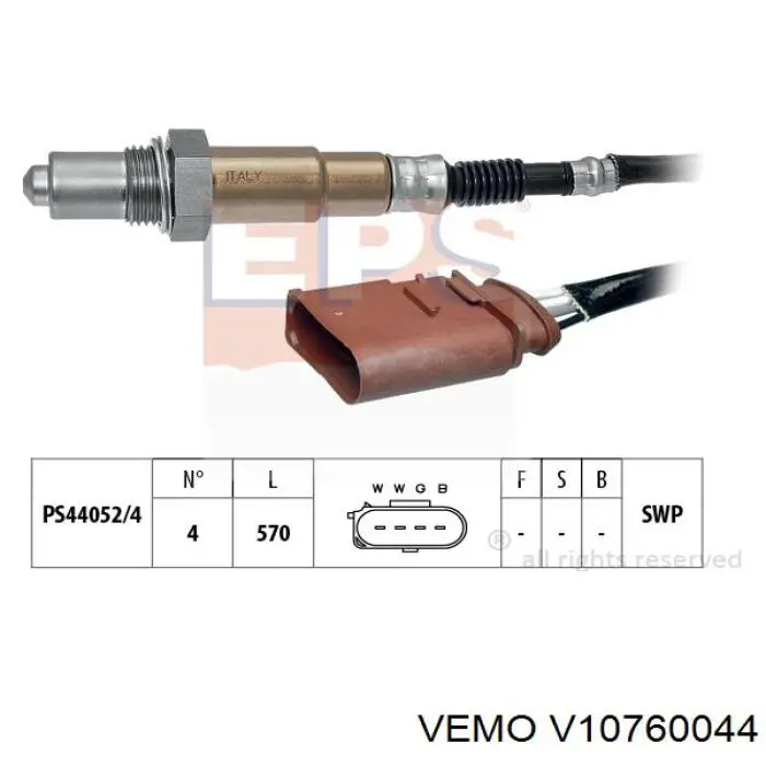 V10760044 Vemo лямбда-зонд, датчик кисню після каталізатора