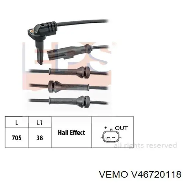 Датчик АБС (ABS) передній V46720118 Vemo