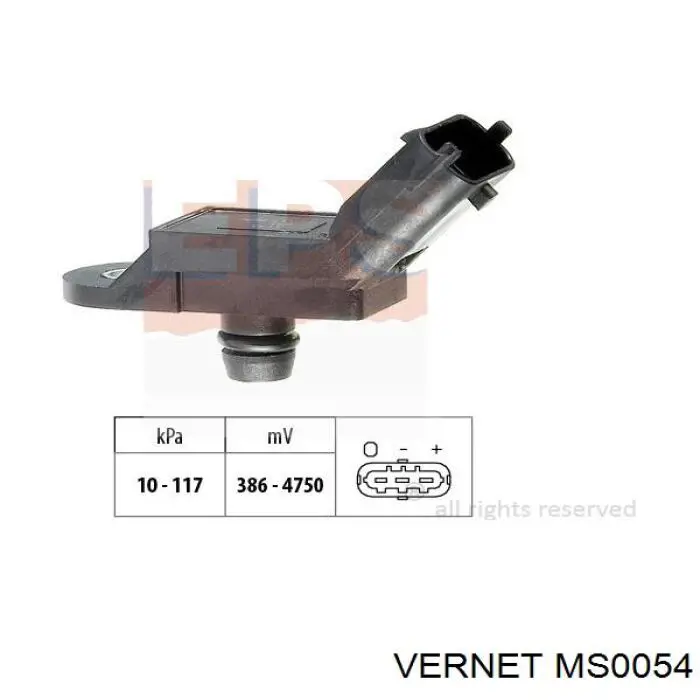 Датчик тиску у впускному колекторі, MAP MS0054 Vernet