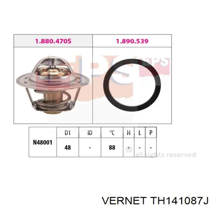 Автомобільний термостат Vernet TH141087J ціна, від 7.92 USD
