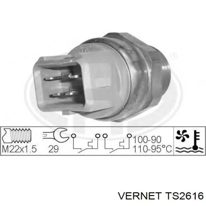 TS2616 Vernet термо-датчик включення вентилятора радіатора