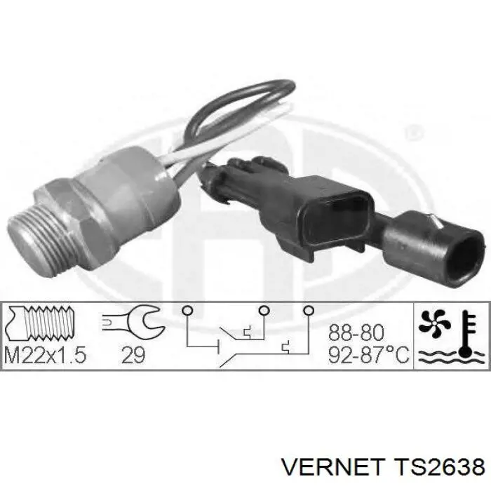 Термо-датчик включення вентилятора радіатора TS2638 Vernet