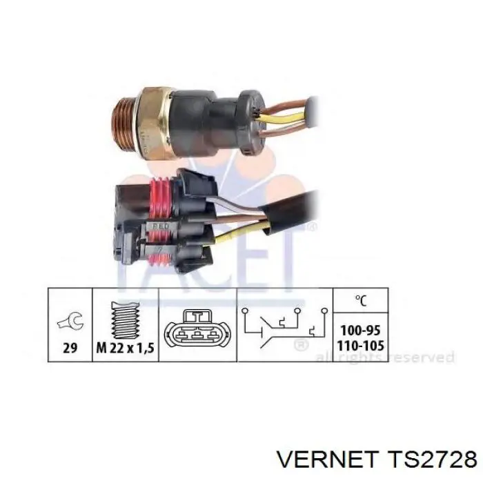TS2728 Vernet термо-датчик включення вентилятора радіатора