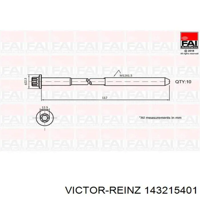 Купити 143215401 Victor Reinz Болт гбц