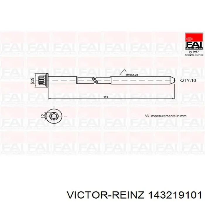 Болт головки блока циліндрів, ГБЦ Victor Reinz 143219101 ціна, від 20.79 USD