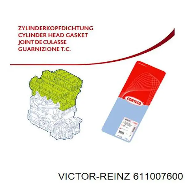 611007600 Victor Reinz прокладка головки блока циліндрів (гбц)