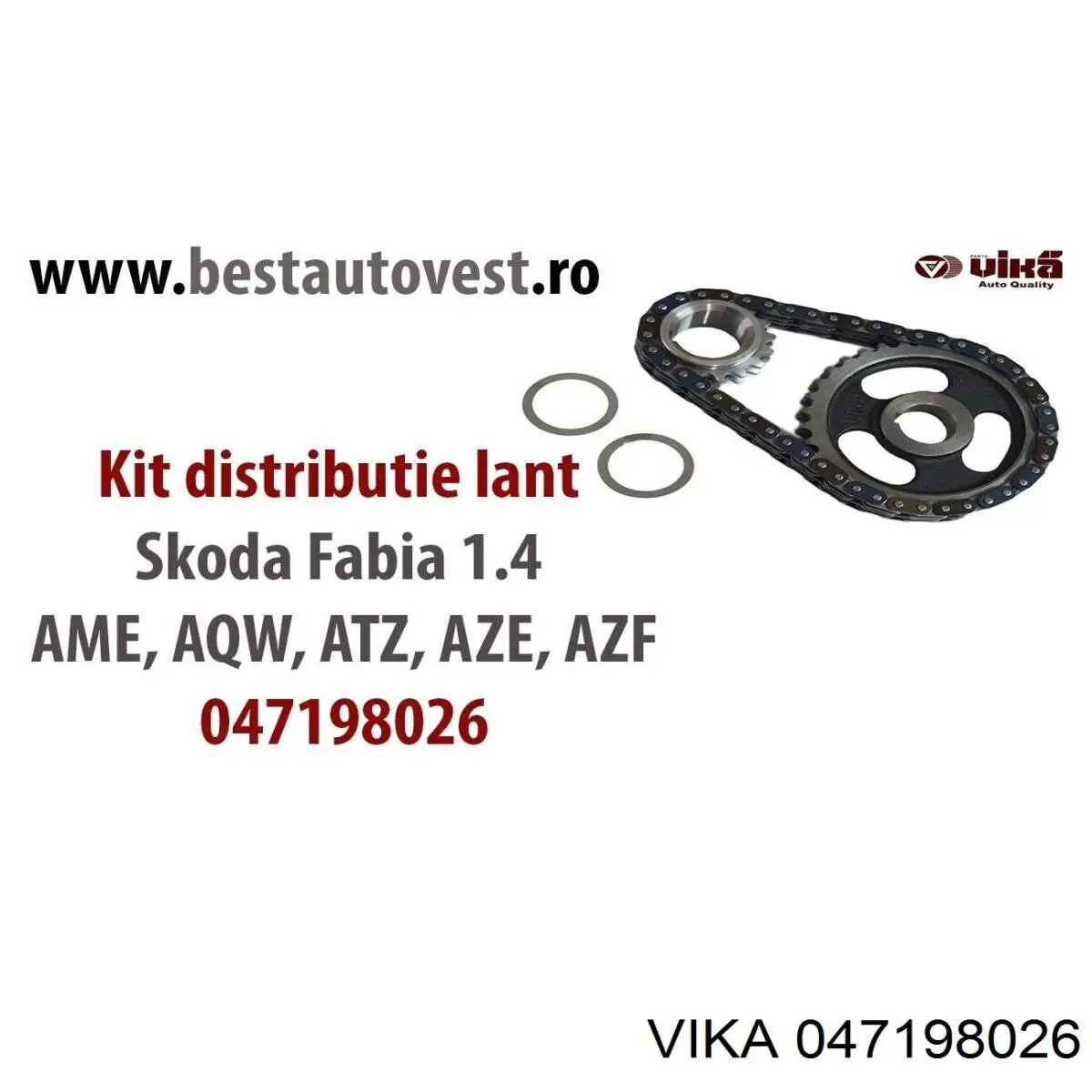 Ланцюг ГРМ, комплект Vika 11980240001 ціна, від 18.36 USD