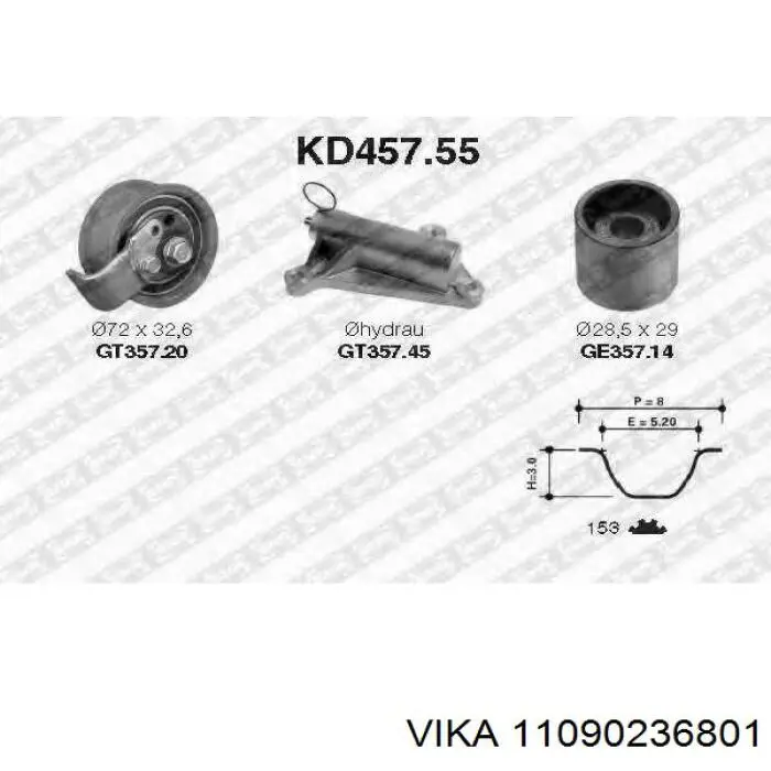 Натягувач ременя ГРМ Vika 11090236801 ціна, від 23.62 USD