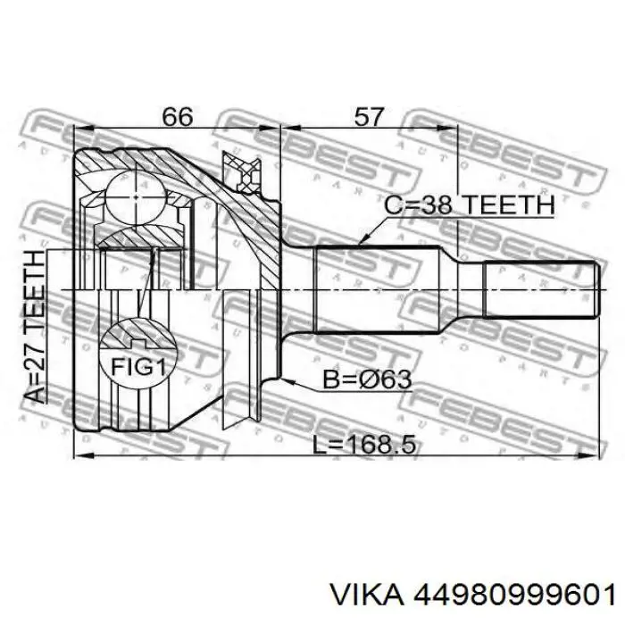 Купити 44980999601 Vika Шарнір приводу зовнішній