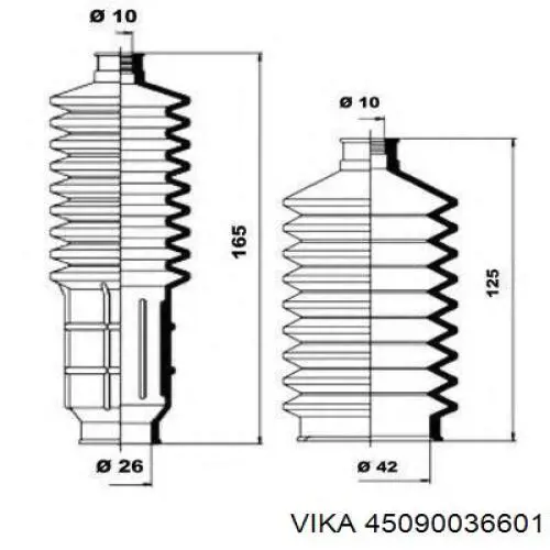 Пильник рульового механізму/рейки, правий Vika 45090036601 ціна, від 2.57 USD