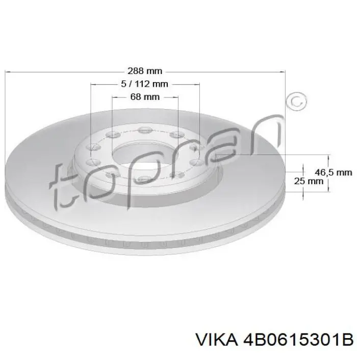 4B0615301B Vika диск гальмівний передній