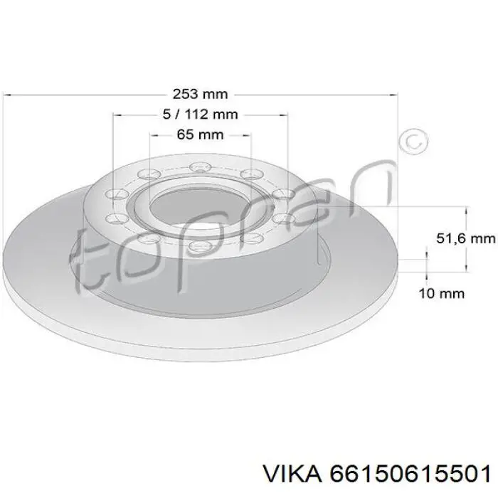Купити 66150615501 Vika Диск заднього гальма