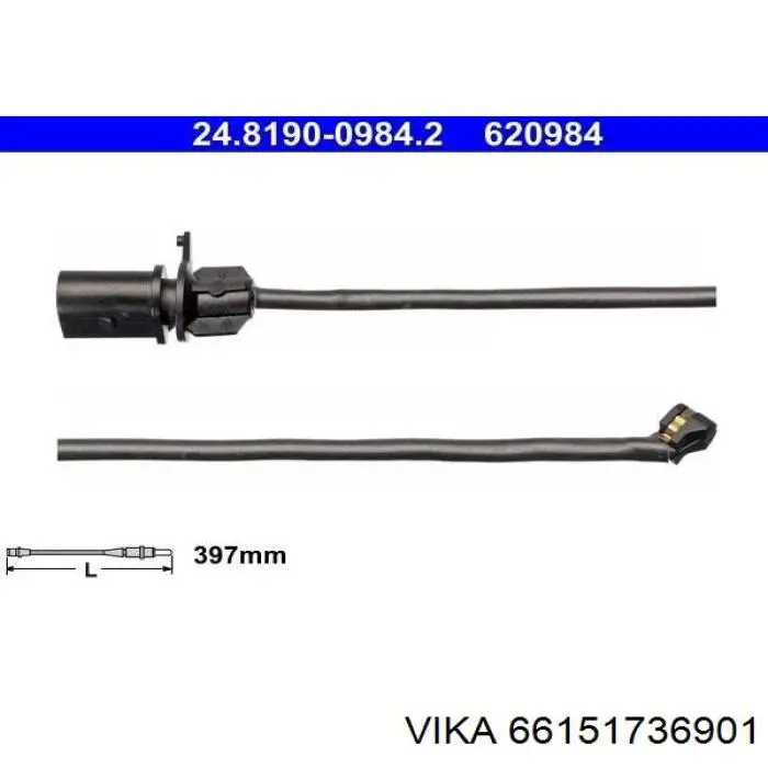 Датчик зносу гальмівних колодок, задній JP Group 1197302500 ціна, від 3.43 USD