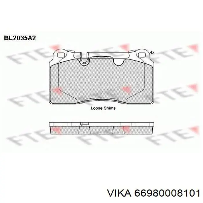 Гальмівні колодки Vika 66980008101 ціна, від 22.56 USD