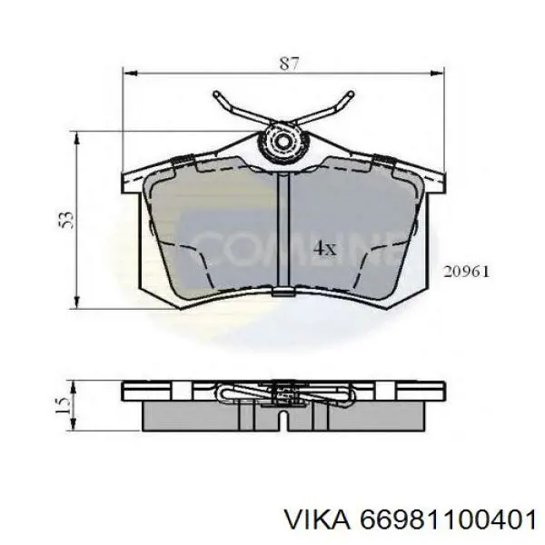 Задні дискові колодки Vika 66981100401