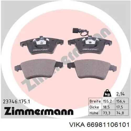 Гальмівні колодки Vika 66981106101 ціна, від 22.02 USD