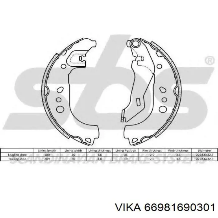 Купити 66981690301 Vika Колодки гальмові задні, барабанні