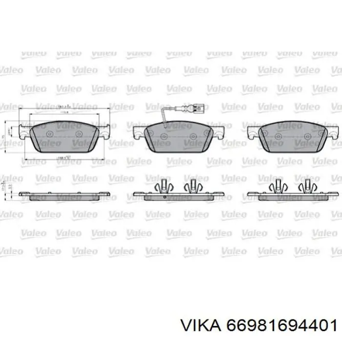 Колодки гальмівні передні, дискові 66981694401 Vika