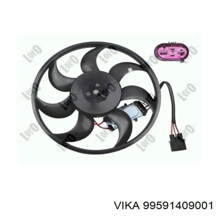 99591409001 Vika електровентилятор охолодження в зборі (двигун + крильчатка, правий)
