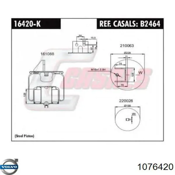 Купити 1076420 Volvo Пневмоподушка/Пневморессора моста