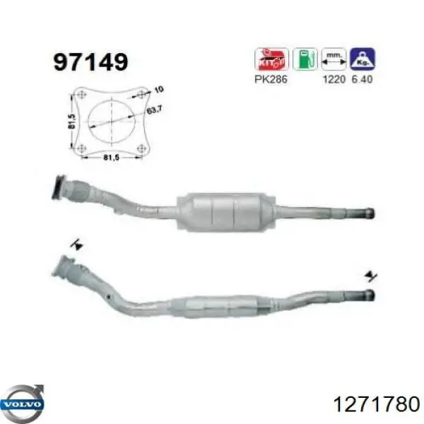 1271780 Volvo Каталітичний нейтралізатор відпрацьованих газів