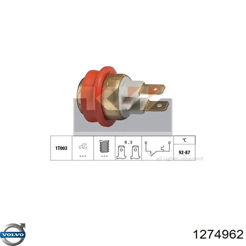 Датчик температури радіатора Volvo 1274962 ціна, від 8.81 USD