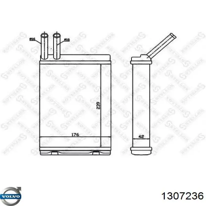 1307236 Volvo радіатор пічки (обігрівача)