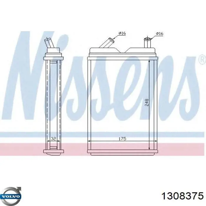 Радіатор пічки (обігрівача) 1308375 Volvo