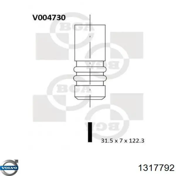 Клапан випускний 1317792 Volvo