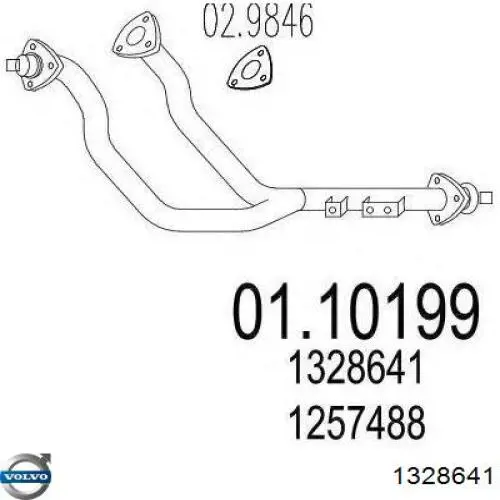 Труба приймальна (штани) глушника, передня Volvo 1328641 ціна, від 116.67 USD