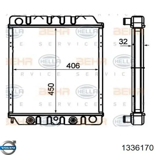 1336170 Volvo Радіатор охолодження двигуна