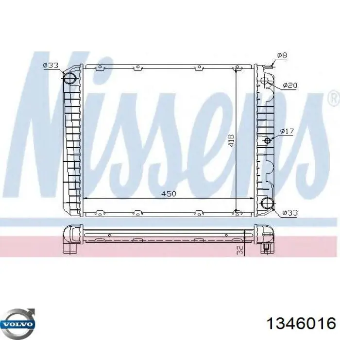 Купити 1346016 Volvo Радіатор двигуна