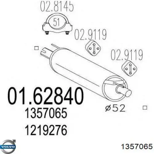 Вихлоп Volvo 1357065 ціна, від 44.99 USD