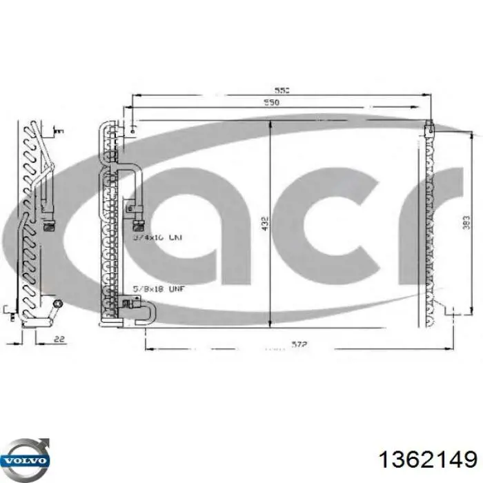 Конденсатор кондиціонера Volvo 1323536 ціна, від 185.86 USD