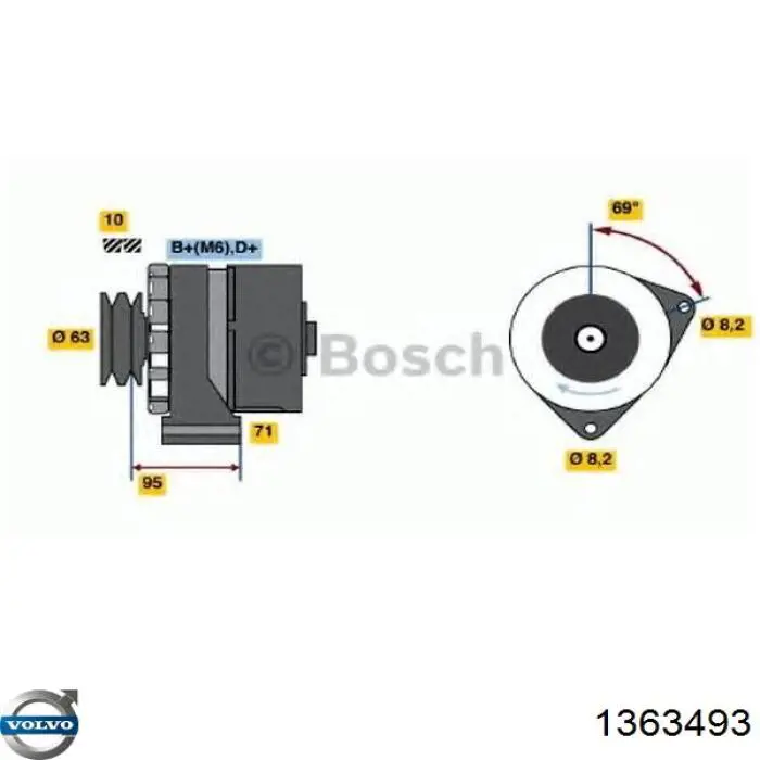 Генератор Volvo 1363493 ціна, від 77.98 USD