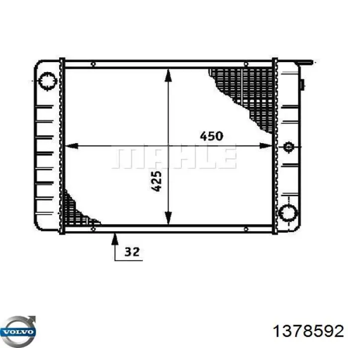 Радіатор охолодження двигуна 1378592 Volvo