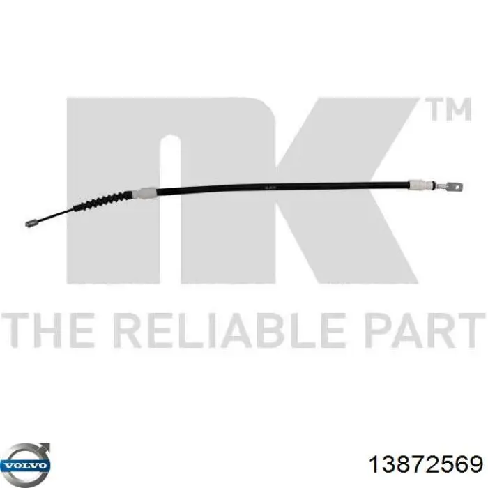 Трос ручного гальма задній, лівий 13872569 Volvo