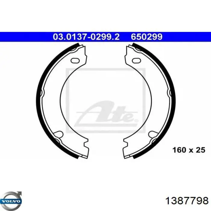Колодки ручника / стоянкового гальма Volvo 1387798 ціна, від 13.58 USD