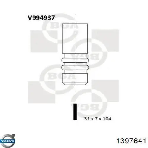 1397641 Volvo клапан впускний