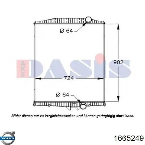Радіатор основний Volvo 1665249 ціна, від 383.62 USD