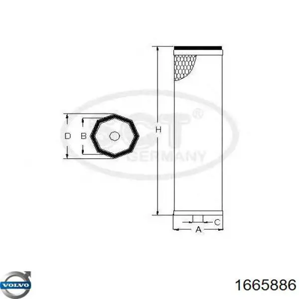 Повітряний фільтр 1665886 Volvo