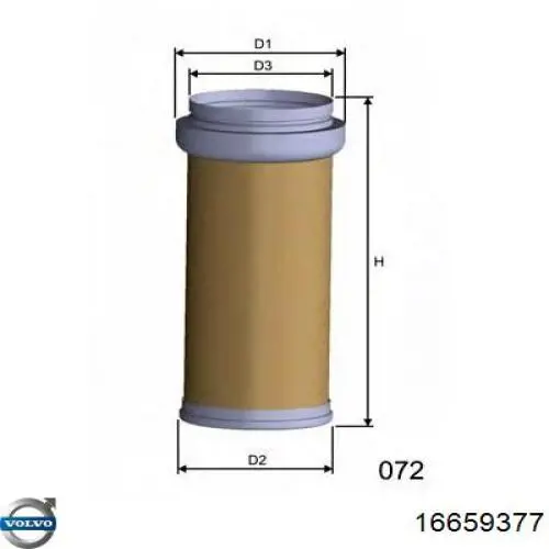 Повітряний фільтр 16659377 Volvo