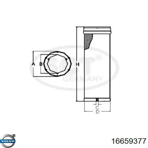 Купити 16659377 Volvo Автомобільний фільтр повітря