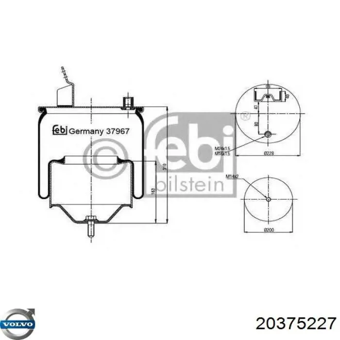 Пневмоподушка/Пневморессора моста 20375227 Volvo